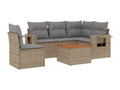 Garden furniture set with cushions, 6 pieces, meDomopure beige woven resin NDOC61658