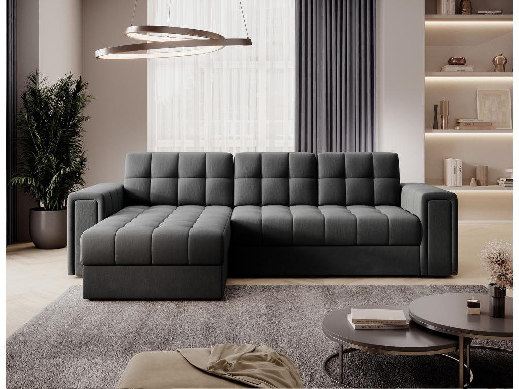 Domopure reversible and convertible corner sofa – Elegance and practicality combined – Dark Grey VBUD82851
