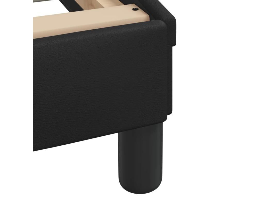 Bed frame with headboard, black, 140x200 cm, faux leather, CHXH56672