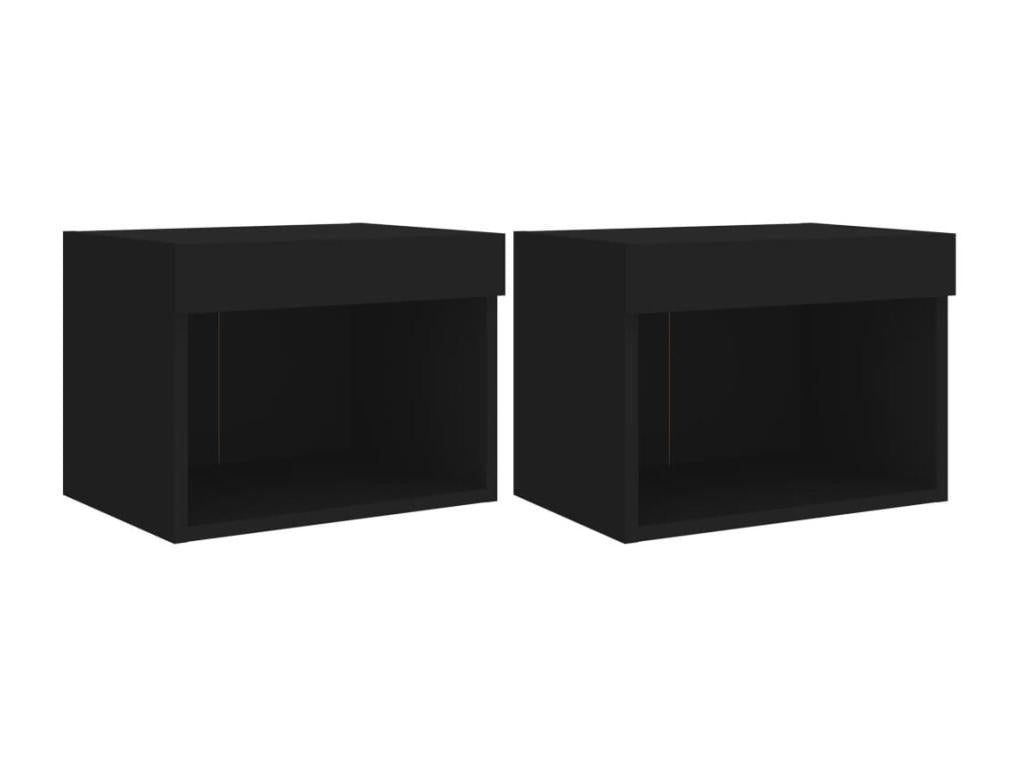 Wall-mounted bedside tables with LED lights, 2 pieces, black EGIW60908
