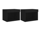 Wall-mounted bedside tables with LED lights, 2 pieces, black EGIW60908