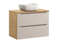 Chicyla Beige and Wood AYTC41581 Single Sink Vanity Unit (80cm) and Tall Cabinet