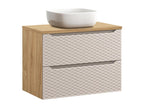Chicyla Beige and Wood AYTC41581 Single Sink Vanity Unit (80cm) and Tall Cabinet