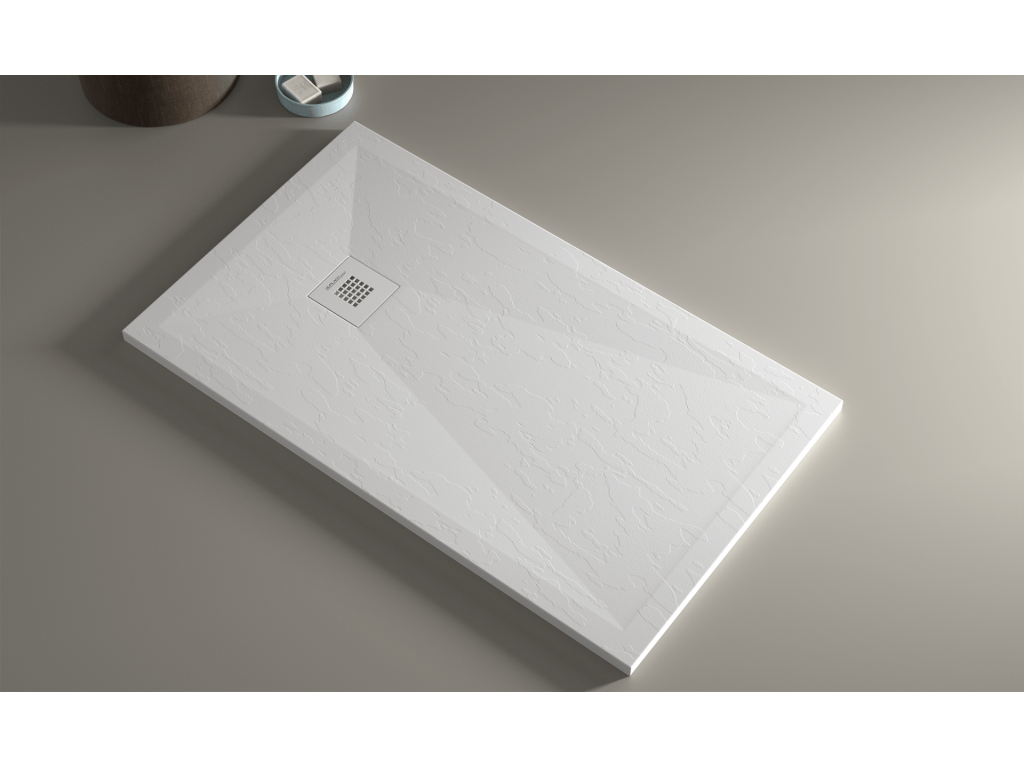 Domopure Plus white shower tray with slate finish and colored drain cover - 80x70 cm ZDVB22959