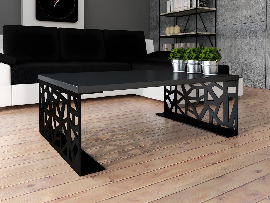 Domopure 101 Coffee Table, Glossy Black - Matte Black, 45x70x100cm, Laminate, Corner, IXUL92010