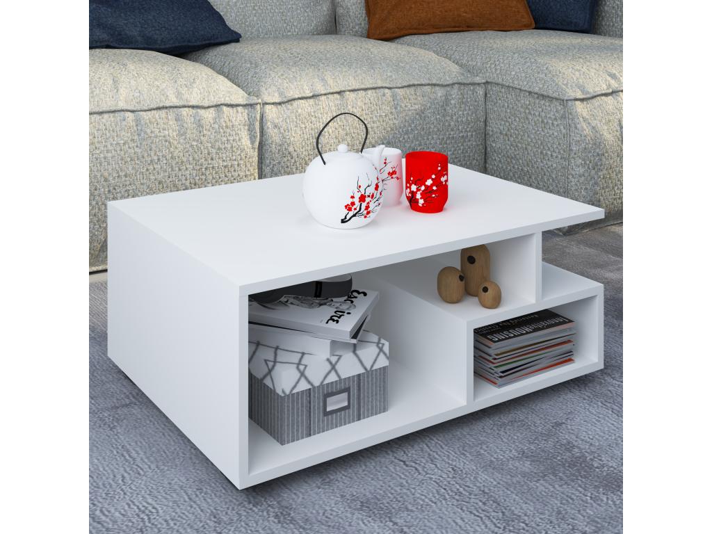 Domopure High Wooden Coffee Table, Living Room Table, Side Table, Storage Table, Sulas White LTGH26667