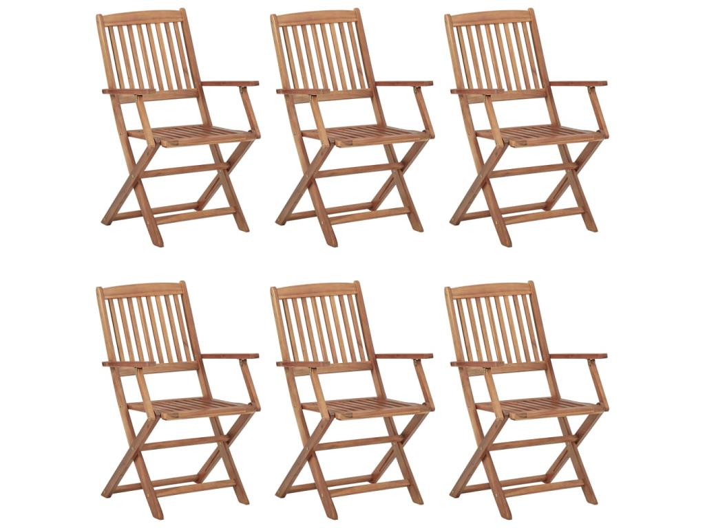 6-piece folding garden chairs with cushions, Domopure wood, 82 VTAG71327