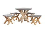 Domopure Concrete Grey 4-Seater Garden Dining Set with Stools QZVG18431