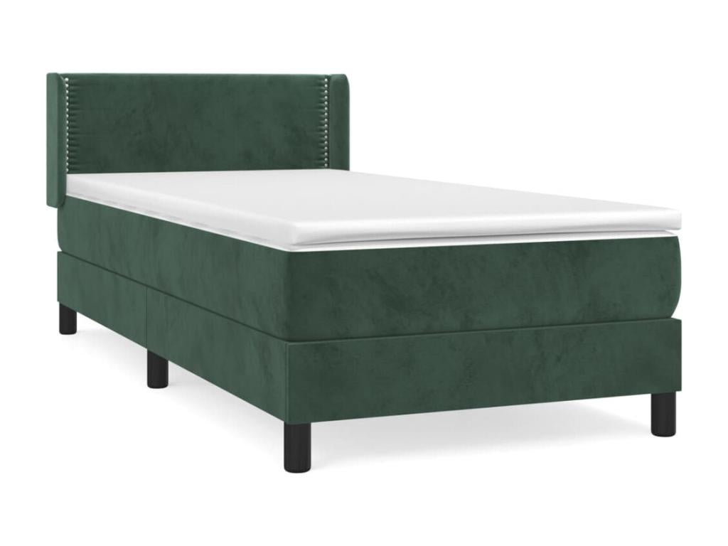 Upholstered bed base with mattress, dark green, 90x200 cm, AMMW31496
