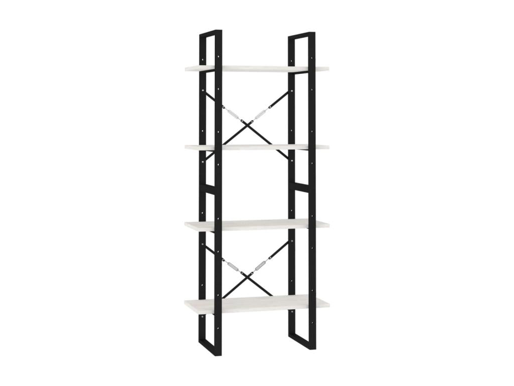 4-Tier Bookshelf, White, 60x30x140cm, Solid Pine Wood, RHKK18025