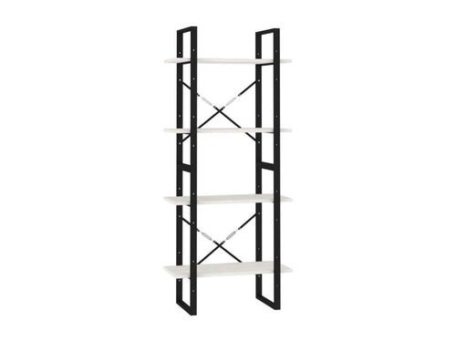 4-Tier Bookshelf, White, 60x30x140cm, Solid Pine Wood, RHKK18025