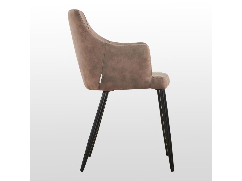 Domopure - Set of 4 Designer Faux Leather Chairs - Upholstered - Brown ZNXJ93680