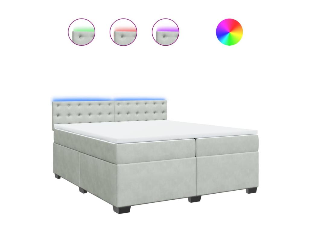 Domopure bed base and mattress, light grey, 200x200cm, velvet, TSEP09927