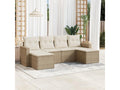 6-piece beige resin wicker garden furniture set with cushions FPWG84624