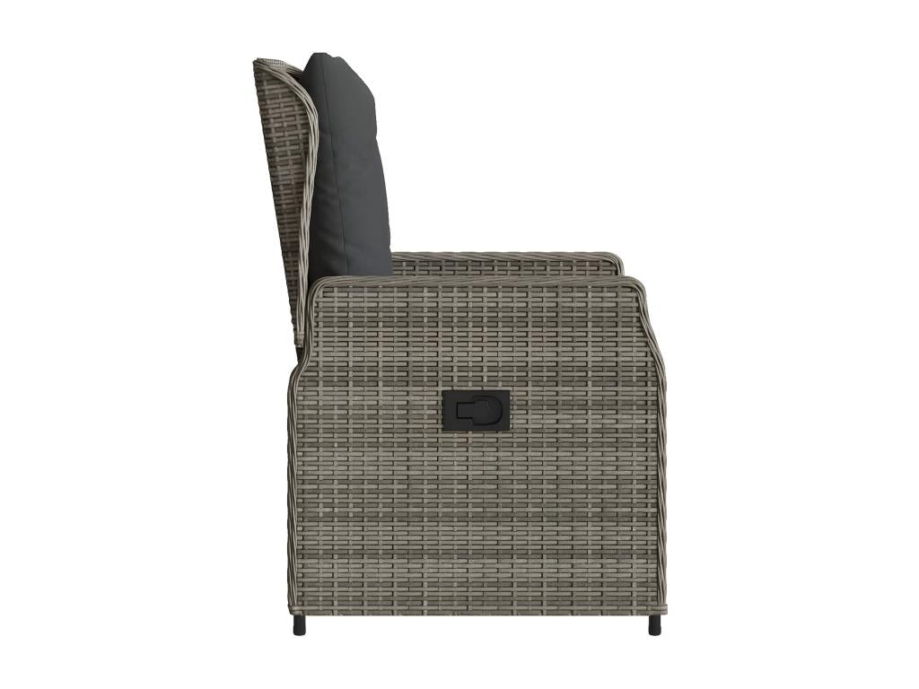 Set of 2 reclining garden chairs, grey woven resin CLYJ96576