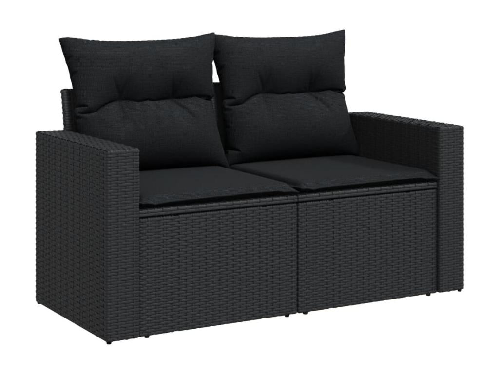 6-piece garden furniture set with cushions, black woven resin WATY03554