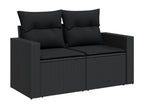 6-piece garden furniture set with cushions, black woven resin WATY03554