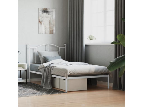 Metal bed frame with white headboard 100x190 CRWE38703