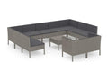 12-piece garden furniture set with cushions, grey wicker resin KOFV90775