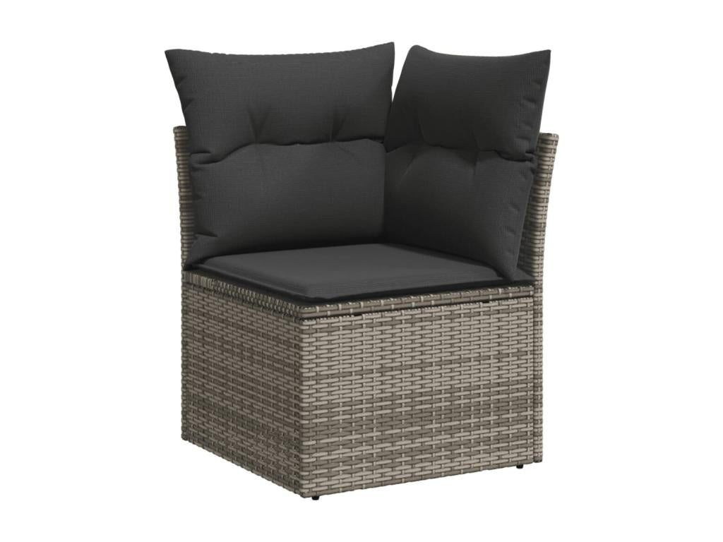 Garden furniture set with cushions, 7 pieces, grey woven resin LDGL40412
