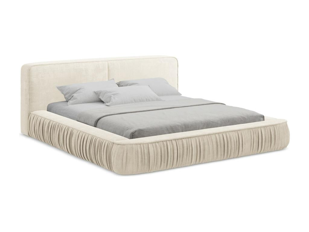 Upholstered bed with storage 198x238 - Chenille - light beige - Chicyla ODBH33850