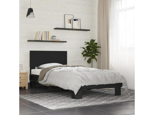 Black bed frame 100x200 cm engineered wood and metal GIJA44090