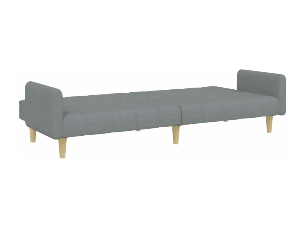 2-seater sofa bed with footrest, light grey fabric EIRE35639