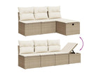 8-piece garden furniture set with cushions, beige woven resin LFHA20433