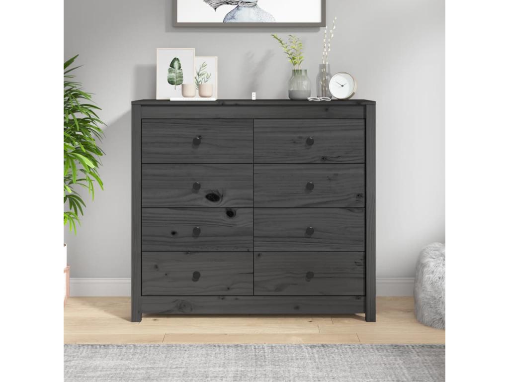 Grey side cabinet 100x40x90 cm Solid pine wood BEEZ21366