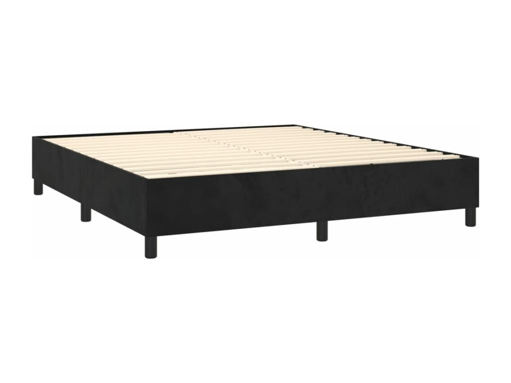 Upholstered bed base with mattress, black, 180x200 cm, velvet, IMYN89519