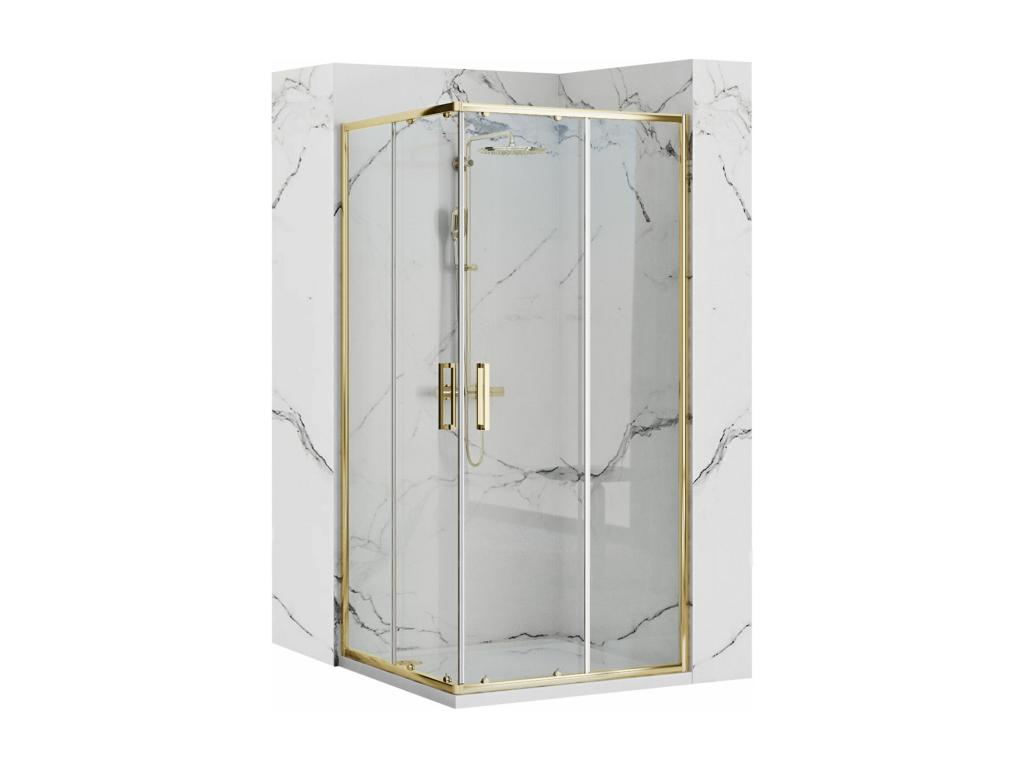Domopure Punto 90x90 Gold Shower Cabin Domopure White Shower Tray UVXE22112