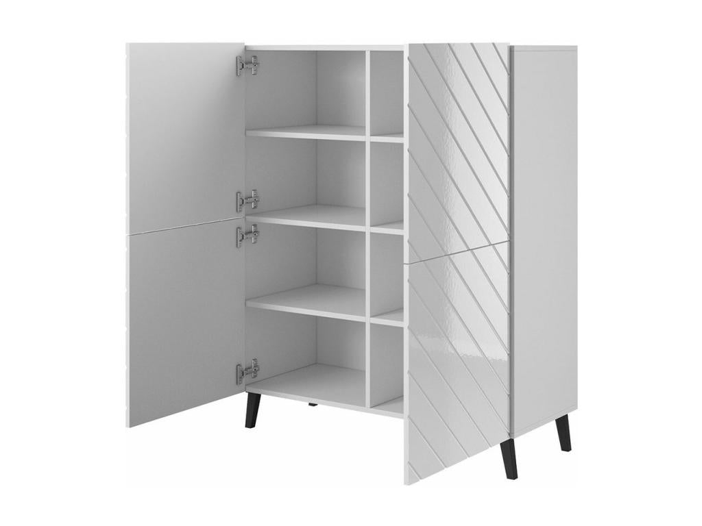 Domopure 179 High Gloss White Buffet - White 122x101cm Number of Doors 440cm ZVRY51159