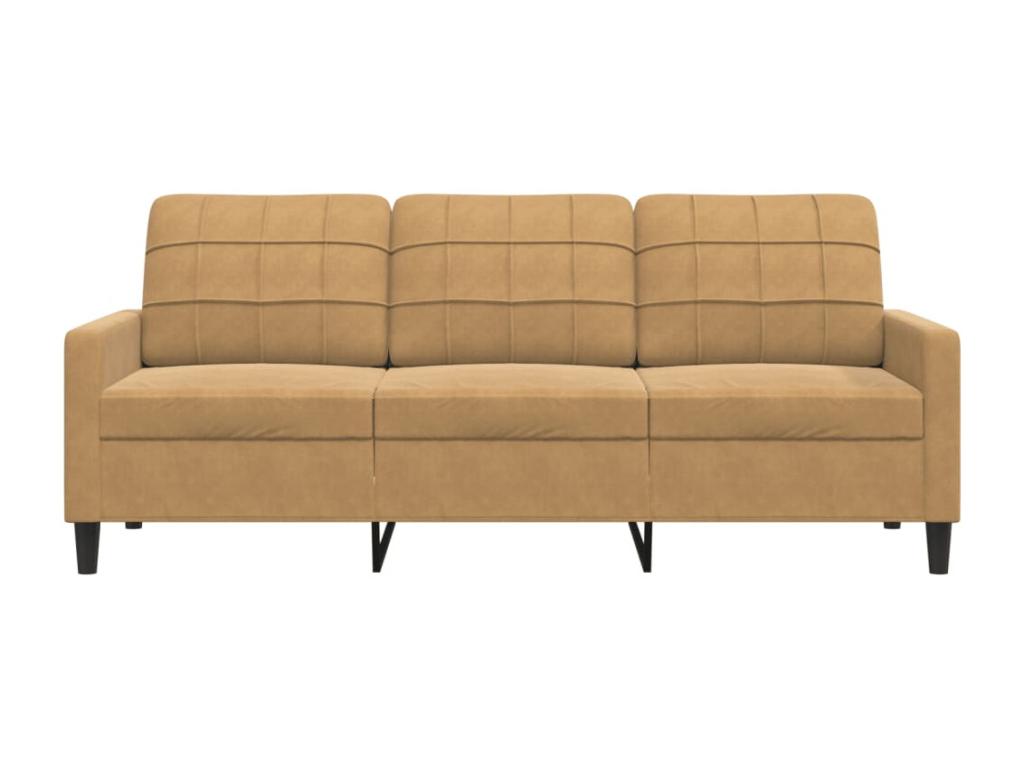 3-seater sofa, brown, 180 cm, velvet, AAHW96428