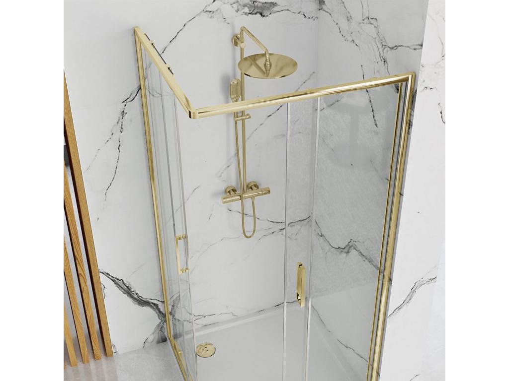 Domopure Punto 90x90 Gold Shower Cabin Domopure White Shower Tray UVXE22112