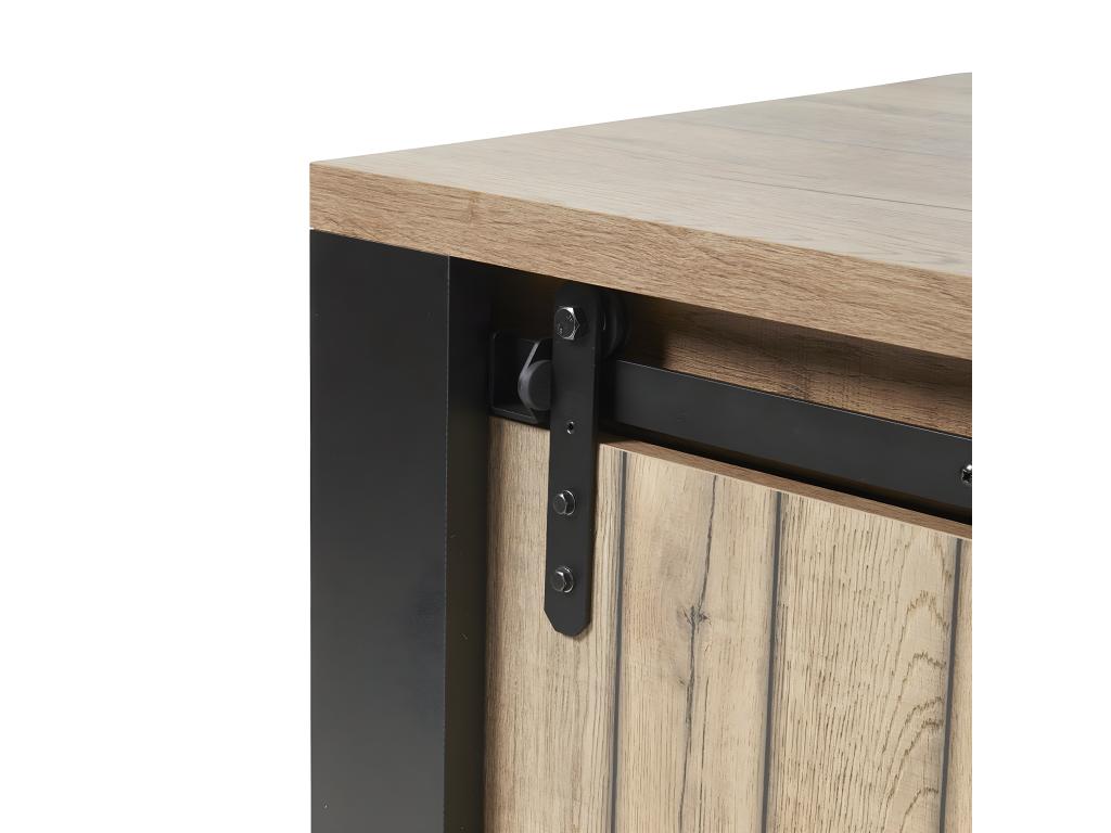 Chicyla - TV Unit with 1 Sliding Door, 2 Shelves, Metal and Wood Effect Finish, Chicyla SSQO35718