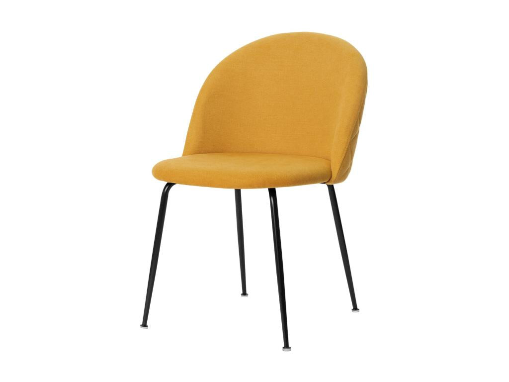 Domopure ZWSZ65479 Modern Chair in Mustard Yellow Upholstered Fabric with Black Metal Legs
