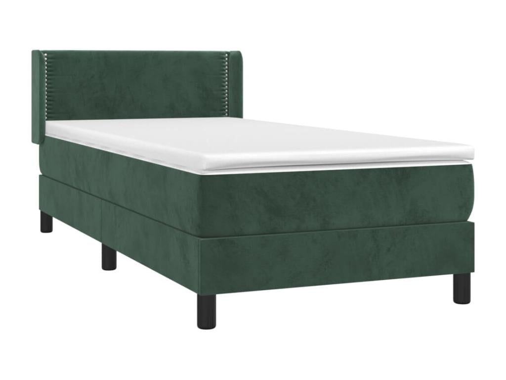 Upholstered bed base with mattress, dark green, 90x200 cm, AMMW31496