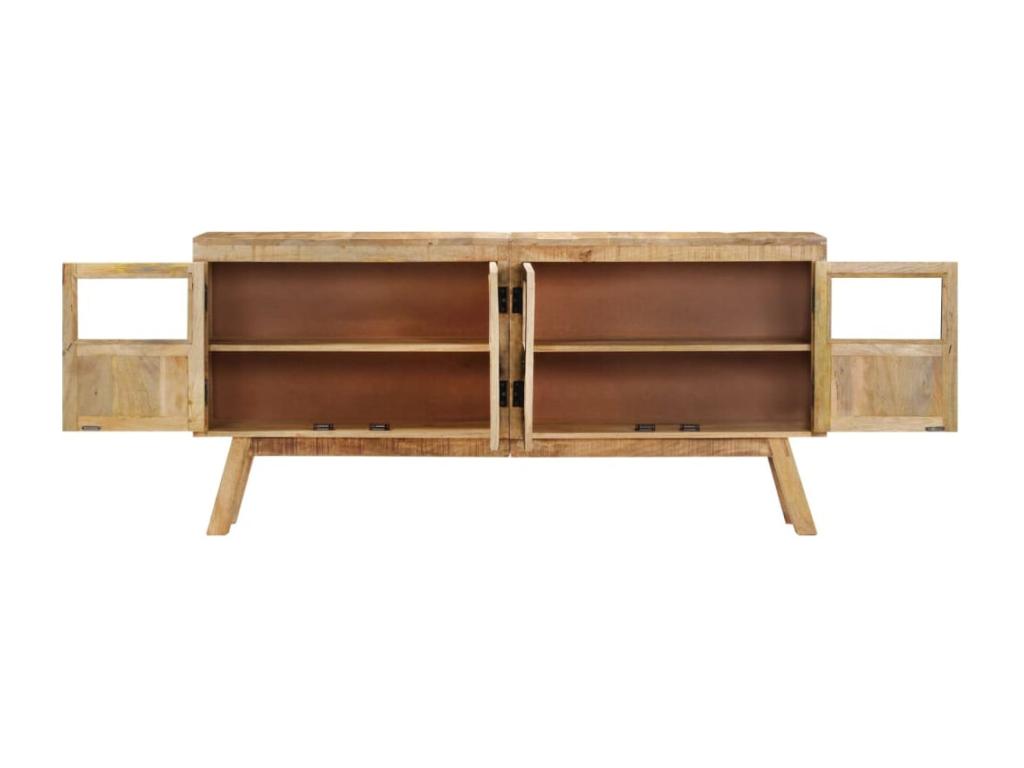 Brown and black sideboard 160x30x76 cm solid mango wood ZKVN43388