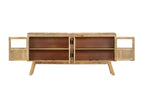 Brown and black sideboard 160x30x76 cm solid mango wood ZKVN43388