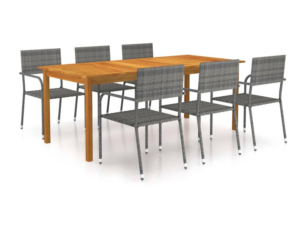 7-piece garden dining set, grey, 2 pieces, MQCH62784