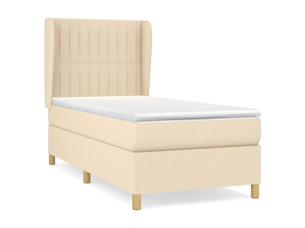 Upholstered bed base with mattress, Cream, 100x200 cm, Fabric VHVM41098