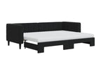 Daybed with pull-out bed and black 80x200 cm velvet mattress HPMN30994