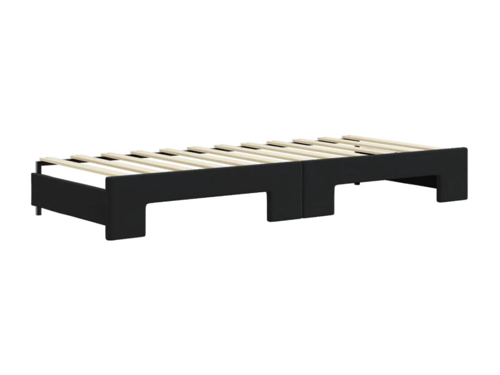 Daybed with pull-out bed and black 80x200 cm velvet mattress HPMN30994