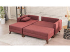 Small left-hand corner sofa bed with ottoman in burgundy fabric Domopure 205cm TQNS80869
