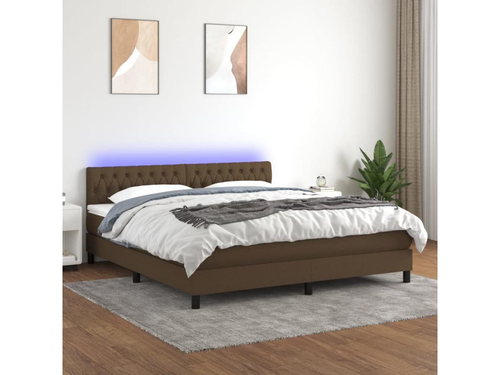 Chicyla bed base with mattress and LED, dark brown, 160x200 cm, HQTQ69351