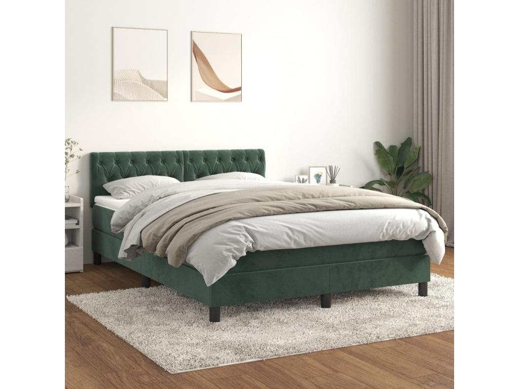 Domopure bed base and mattress, Dark Green 140x190 Velvet AXRM55766