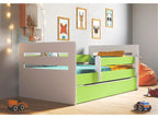 Domopure children's bed with removable safety rail, white and green - Foam mattress - 80x140 CIRE59282