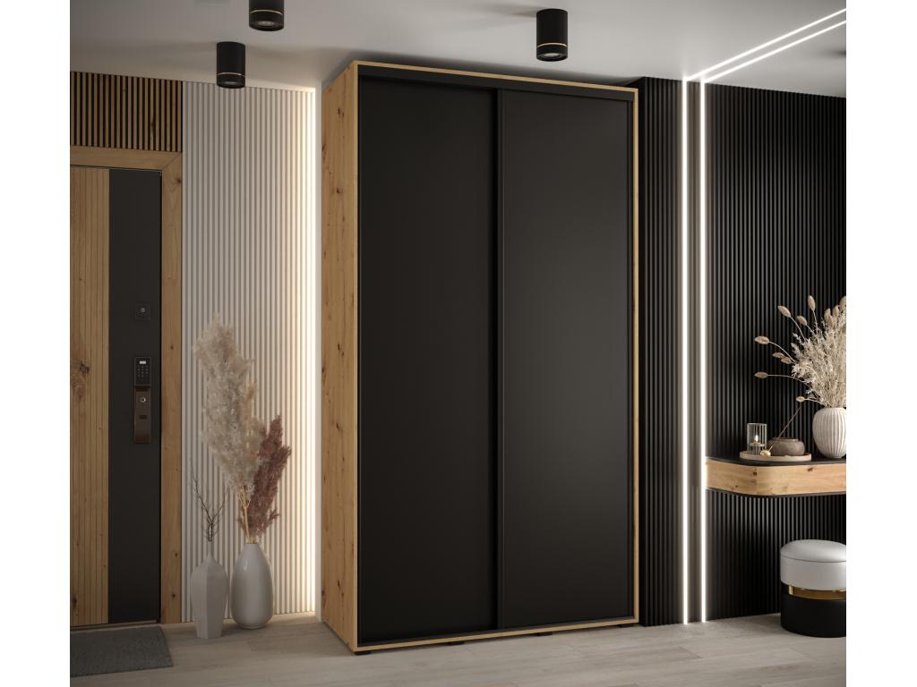Chicyla 1 Sliding Door Wardrobe 235.2/130/60 2 Doors Chicyla/Black/Black DUFN18984