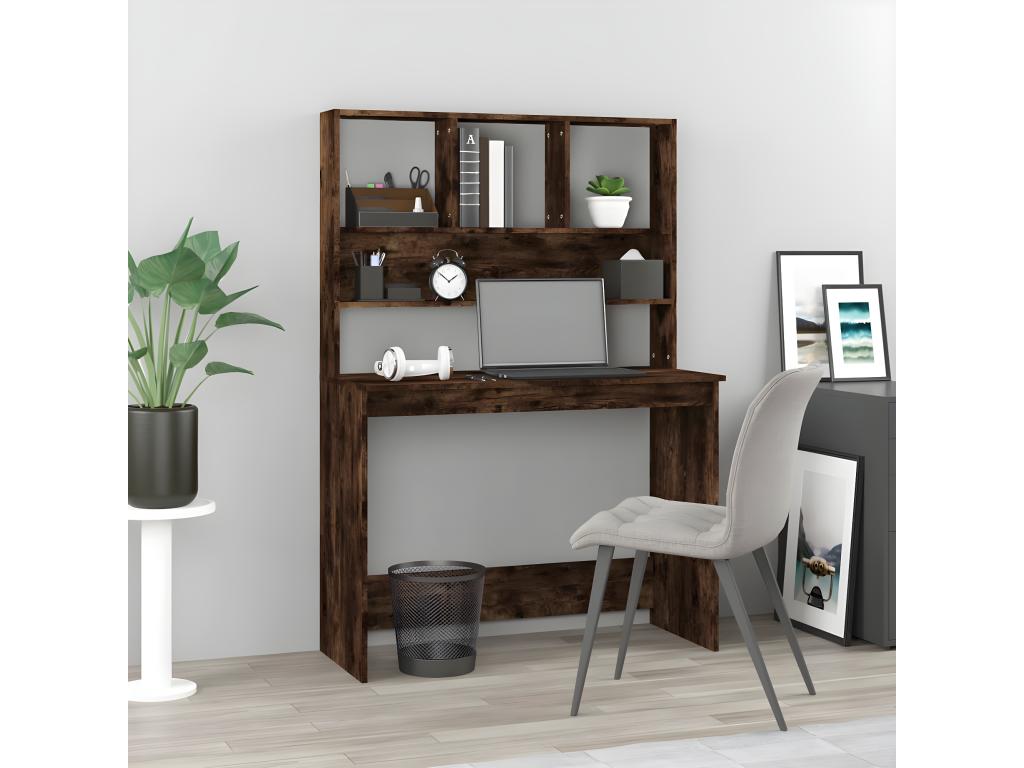 Desk with shelves, smoked oak, 102x45x148 cm, engineered wood, SQQJ01173