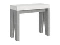 Extendable console table 90x40/196 cm Naxy Mix Small White Ash top - Concrete Grey frame QHIN73870